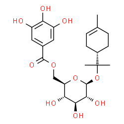 ChemSpider 2D Image | 2-[(1S)-4-Methyl-3-cyclohexen-1-yl]-2-propanyl 6-O-(3,4,5-trihydroxybenzoyl)-beta-D-glucopyranoside | C23H32O10