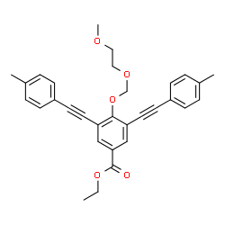 ChemSpider 2D Image | Ethyl 4-[(2-methoxyethoxy)methoxy]-3,5-bis[(4-methylphenyl)ethynyl]benzoate | C31H30O5