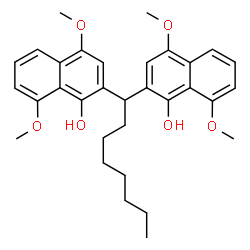 ChemSpider 2D Image | 2,2'-(1,1-Octanediyl)bis(4,8-dimethoxy-1-naphthol) | C32H38O6