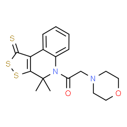 ChemSpider 2D Image | 1-(4,4-Dimethyl-1-thioxo-1,4-dihydro-5H-[1,2]dithiolo[3,4-c]quinolin-5-yl)-2-(4-morpholinyl)ethanone | C18H20N2O2S3
