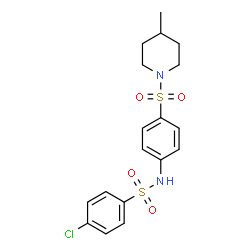 ChemSpider 2D Image | 4-Chloro-N-{4-[(4-methyl-1-piperidinyl)sulfonyl]phenyl}benzenesulfonamide | C18H21ClN2O4S2