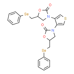 ChemSpider 2D Image | 3,3'-(3,4-Thienediyl)bis{5-[(phenylselanyl)methyl]-1,3-oxazolidin-2-one} | C24H22N2O4SSe2