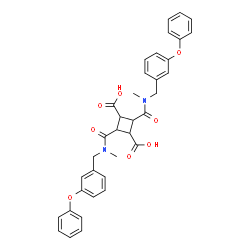 ChemSpider 2D Image | 2,4-Bis[methyl(3-phenoxybenzyl)carbamoyl]-1,3-cyclobutanedicarboxylic acid | C36H34N2O8