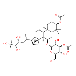 ChemSpider 2D Image | (3alpha,7alpha,13alpha,17alpha,20S,23R,24S)-7-[(3-O-Acetyl-beta-D-glucopyranosyl)oxy]-23,24,25-trihydroxy-13,30-cyclodammaran-3-yl acetate | C40H66O12