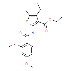 ChemSpider 2D Image | Ethyl 2-[(2,4-dimethoxybenzoyl)amino]-4-ethyl-5-methyl-3-thiophenecarboxylate | C19H23NO5S