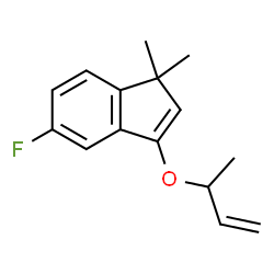 ChemSpider 2D Image | 3-(3-Buten-2-yloxy)-5-fluoro-1,1-dimethyl-1H-indene | C15H17FO