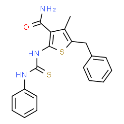 ChemSpider 2D Image | 5-Benzyl-4-methyl-2-[(phenylcarbamothioyl)amino]-3-thiophenecarboxamide | C20H19N3OS2