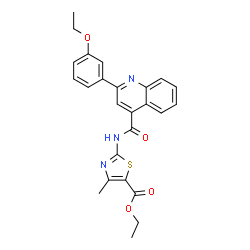 ChemSpider 2D Image | Ethyl 2-({[2-(3-ethoxyphenyl)-4-quinolinyl]carbonyl}amino)-4-methyl-1,3-thiazole-5-carboxylate | C25H23N3O4S