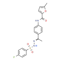 ChemSpider 2D Image | N-(4-{N-[(4-Fluorophenyl)sulfonyl]ethanehydrazonoyl}phenyl)-5-methyl-2-furamide | C20H18FN3O4S