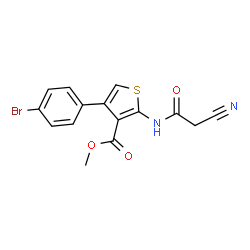 ChemSpider 2D Image | methyl 4-(4-bromophenyl)-2-(2-cyanoacetamido)thiophene-3-carboxylate | C15H11BrN2O3S