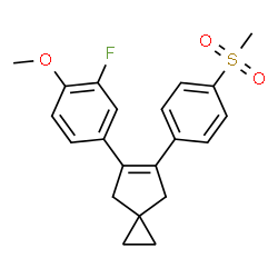 ChemSpider 2D Image | 4-[6-(3-fluoro-4-methoxyphenyl)spiro[2.4]hept-5-en-5-yl]phenyl methyl sulfone | C21H21FO3S