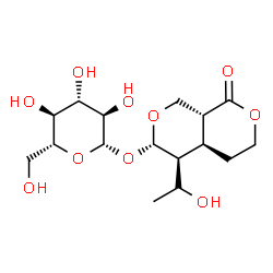 ChemSpider 2D Image | (3S,4S,4aS,8aR)-4-[(1S)-1-Hydroxyethyl]-8-oxohexahydro-1H,3H-pyrano[3,4-c]pyran-3-yl beta-D-glucopyranoside | C16H26O10