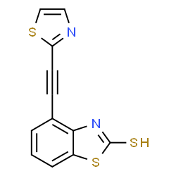 ChemSpider 2D Image | 4-(1,3-Thiazol-2-ylethynyl)-1,3-benzothiazole-2-thiol | C12H6N2S3