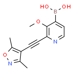 ChemSpider 2D Image | {2-[(3,5-Dimethyl-1,2-oxazol-4-yl)ethynyl]-3-methoxy-4-pyridinyl}boronic acid | C13H13BN2O4
