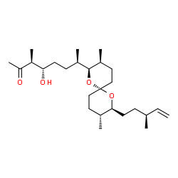 ChemSpider 2D Image | (3S,4S,7R)-7-{(2S,3S,6R,8S,9R)-3,9-Dimethyl-8-[(3S)-3-methyl-4-penten-1-yl]-1,7-dioxaspiro[5.5]undec-2-yl}-4-hydroxy-3-methyl-2-octanone | C26H46O4