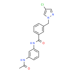 ChemSpider 2D Image | N-(3-Acetamidophenyl)-3-[(4-chloro-1H-pyrazol-1-yl)methyl]benzamide | C19H17ClN4O2
