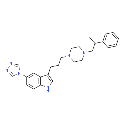 ChemSpider 2D Image | 3-{3-[4-(2-Phenylpropyl)-1-piperazinyl]propyl}-5-(4H-1,2,4-triazol-4-yl)-1H-indole | C26H32N6