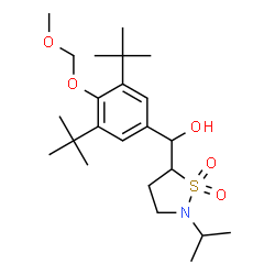 ChemSpider 2D Image | (2-Isopropyl-1,1-dioxido-1,2-thiazolidin-5-yl)[4-(methoxymethoxy)-3,5-bis(2-methyl-2-propanyl)phenyl]methanol | C23H39NO5S
