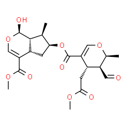 ChemSpider 2D Image | Methyl (1R,4aS,6S,7R,7aS)-6-({[(2S,3S,4S)-3-formyl-4-(2-methoxy-2-oxoethyl)-2-methyl-3,4-dihydro-2H-pyran-5-yl]carbonyl}oxy)-1-hydroxy-7-methyl-1,4a,5,6,7,7a-hexahydrocyclopenta[c]pyran-4-carboxylate | C22H28O10