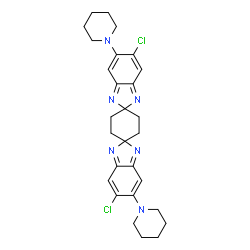 ChemSpider 2D Image | 5,5''-Dichloro-6,6''-di(1-piperidinyl)dispiro[benzimidazole-2,1'-cyclohexane-4',2''-benzimidazole] | C28H32Cl2N6