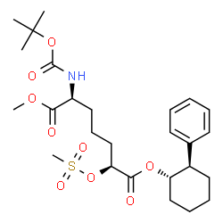 ChemSpider 2D Image | 1-Methyl 7-[(1S,2R)-2-phenylcyclohexyl] (2S,6S)-2-({[(2-methyl-2-propanyl)oxy]carbonyl}amino)-6-[(methylsulfonyl)oxy]heptanedioate | C26H39NO9S