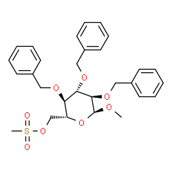 ChemSpider 2D Image | Methyl 2,3,4-tri-O-benzyl-6-O-(methylsulfonyl)-alpha-D-glucopyranoside | C29H34O8S