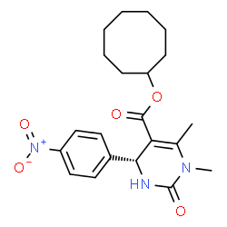 ChemSpider 2D Image | Cyclooctyl (4R)-1,6-dimethyl-4-(4-nitrophenyl)-2-oxo-1,2,3,4-tetrahydro-5-pyrimidinecarboxylate | C21H27N3O5