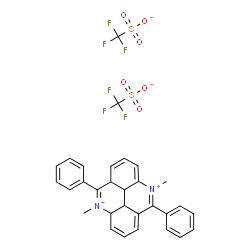 ChemSpider 2D Image | 4,9-Dimethyl-5,10-diphenyl-3a,5a,10b,10c-tetrahydropyrido[2,3,4,5-lmn]phenanthridinediium bis(trifluoromethanesulfonate) | C30H26F6N2O6S2