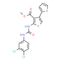 ChemSpider 2D Image | Methyl 5'-{[(3,4-dichlorophenyl)carbamoyl]amino}-2,3'-bithiophene-4'-carboxylate | C17H12Cl2N2O3S2