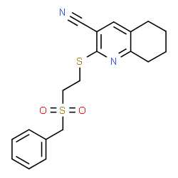 ChemSpider 2D Image | 2-{[2-(Benzylsulfonyl)ethyl]sulfanyl}-5,6,7,8-tetrahydro-3-quinolinecarbonitrile | C19H20N2O2S2
