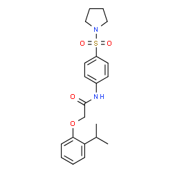 ChemSpider 2D Image | 2-(2-Isopropylphenoxy)-N-[4-(1-pyrrolidinylsulfonyl)phenyl]acetamide | C21H26N2O4S