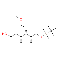 ChemSpider 2D Image | (3R,4R,5S)-6-{[Dimethyl(2-methyl-2-propanyl)silyl]oxy}-4-(methoxymethoxy)-3,5-dimethyl-1-hexanol | C16H36O4Si