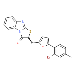 ChemSpider 2D Image | 2-{[5-(2-Bromo-4-methylphenyl)-2-furyl]methylene}[1,3]thiazolo[3,2-a]benzimidazol-3(2H)-one | C21H13BrN2O2S