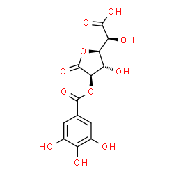 ChemSpider 2D Image | (2S)-Hydroxy{(2R,3S,4R)-3-hydroxy-5-oxo-4-[(3,4,5-trihydroxybenzoyl)oxy]tetrahydro-2-furanyl}acetic acid | C13H12O11