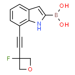 ChemSpider 2D Image | {7-[(3-Fluoro-3-oxetanyl)ethynyl]-1H-indol-2-yl}boronic acid | C13H11BFNO3