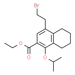 ChemSpider 2D Image | Ethyl 4-(2-bromoethyl)-1-isopropoxy-5,6,7,8-tetrahydro-2-naphthalenecarboxylate | C18H25BrO3