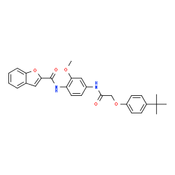 ChemSpider 2D Image | N-[2-Methoxy-4-({[4-(2-methyl-2-propanyl)phenoxy]acetyl}amino)phenyl]-1-benzofuran-2-carboxamide | C28H28N2O5