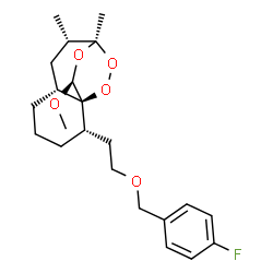 ChemSpider 2D Image | (1R,2S,6R,8S,9R,12S)-2-{2-[(4-Fluorobenzyl)oxy]ethyl}-12-methoxy-8,9-dimethyl-10,11,13-trioxatricyclo[7.2.2.0~1,6~]tridecane | C22H31FO5