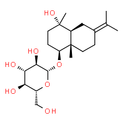 ChemSpider 2D Image | (1S,4S,4aS,8aS)-4-Hydroxy-6-isopropylidene-4,8a-dimethyldecahydro-1-naphthalenyl beta-D-glucopyranoside | C21H36O7