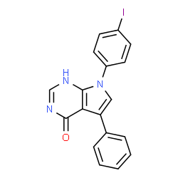 ChemSpider 2D Image | 7-(4-Iodophenyl)-5-phenyl-1,7-dihydro-4H-pyrrolo[2,3-d]pyrimidin-4-one | C18H12IN3O