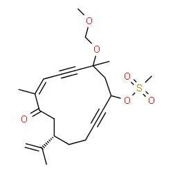 ChemSpider 2D Image | (6S,9Z)-6-Isopropenyl-13-(methoxymethoxy)-9,13-dimethyl-8-oxo-9-cyclotetradecene-2,11-diyn-1-yl methanesulfonate | C22H30O6S