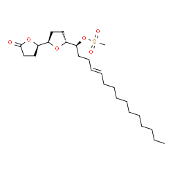 ChemSpider 2D Image | (1S,4E)-1-[(2R,2'R,5R)-5'-Oxooctahydro-2,2'-bifuran-5-yl]-4-pentadecen-1-yl methanesulfonate | C24H42O6S