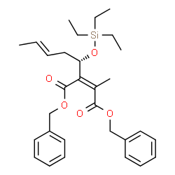 ChemSpider 2D Image | Dibenzyl (2Z)-2-methyl-3-{(1S,3E)-1-[(triethylsilyl)oxy]-3-penten-1-yl}-2-butenedioate | C30H40O5Si