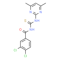 ChemSpider 2D Image | N-(3,4-dichlorobenzoyl)-N'-(4,6-dimethyl-2-pyrimidinyl)thiourea | C14H12Cl2N4OS