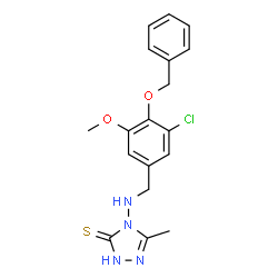 ChemSpider 2D Image | 4-{[4-(Benzyloxy)-3-chloro-5-methoxybenzyl]amino}-5-methyl-2,4-dihydro-3H-1,2,4-triazole-3-thione | C18H19ClN4O2S
