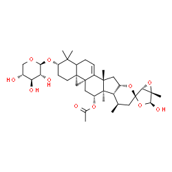 ChemSpider 2D Image | (1'R,2S,4'S,4aR,5'S,5aS,7R,7aR,7bR,8R,10R,11aS,12aS)-4'-Hydroxy-1,1,5',7a,8,12a-hexamethyl-2-(beta-D-xylopyranosyloxy)-1,3,4,6,7,7a,7b,8,9,11a,12,12a,14,14a-tetradecahydro-2H-spiro[cyclopropa[1',8a']n
aphtho[2',1':4,5]indeno[2,1-b]pyran-10,2'-[3,6]dioxabicyclo[3.1.0]hexan]-7-yl acetate | C37H54O11