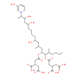 ChemSpider 2D Image | 1-{14,15-Bis[(3,4-dicarboxybutanoyl)oxy]-3,5,10-trihydroxy-12,16-dimethyl-2-icosanyl}-3-hydroxypyridinium | C39H62NO16