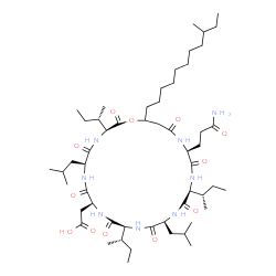 ChemSpider 2D Image | 2-[(3S,6S,9S,12S,15S,18S,21S)-21-(3-amino-3-oxo-propyl)-6,15-diisobutyl-25-(9-methylundecyl)-2,5,8,11,14,17,20,23-octaoxo-3,12,18-trisec-butyl-1-oxa-4,7,10,13,16,19,22-heptazacyclopentacos-9-yl]acetic acid | C54H96N8O12