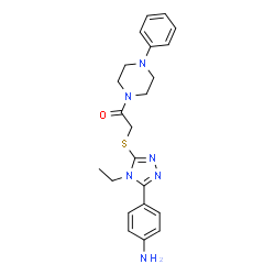 ChemSpider 2D Image | 2-{[5-(4-aminophenyl)-4-ethyl-1,2,4-triazol-3-yl]sulfanyl}-1-(4-phenylpiperazin-1-yl)ethanone | C22H26N6OS