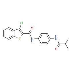 ChemSpider 2D Image | 3-Chloro-N-[4-(isobutyrylamino)phenyl]-1-benzothiophene-2-carboxamide | C19H17ClN2O2S